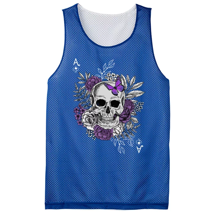 Skull Butterfly Flowers Asexual Ace Proud Lgbt Ally Pride Gift Mesh Reversible Basketball Jersey Tank