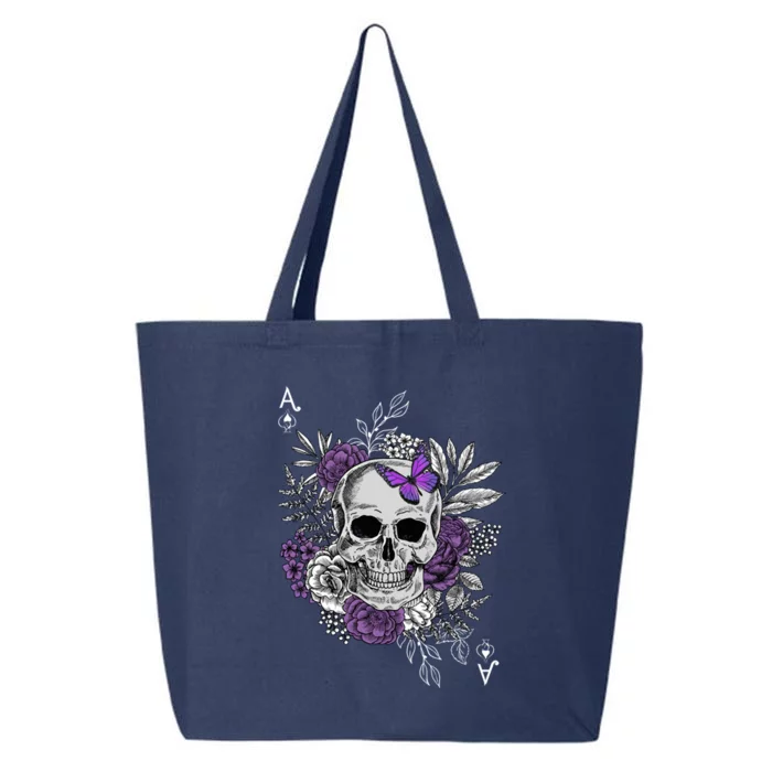 Skull Butterfly Flowers Asexual Ace Proud Lgbt Ally Pride Gift 25L Jumbo Tote