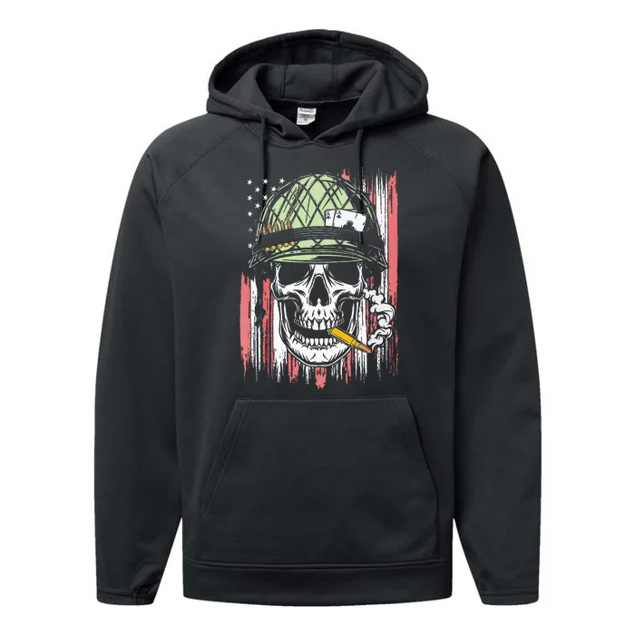 Smoking Brass Funny Skull Smoking Performance Fleece Hoodie