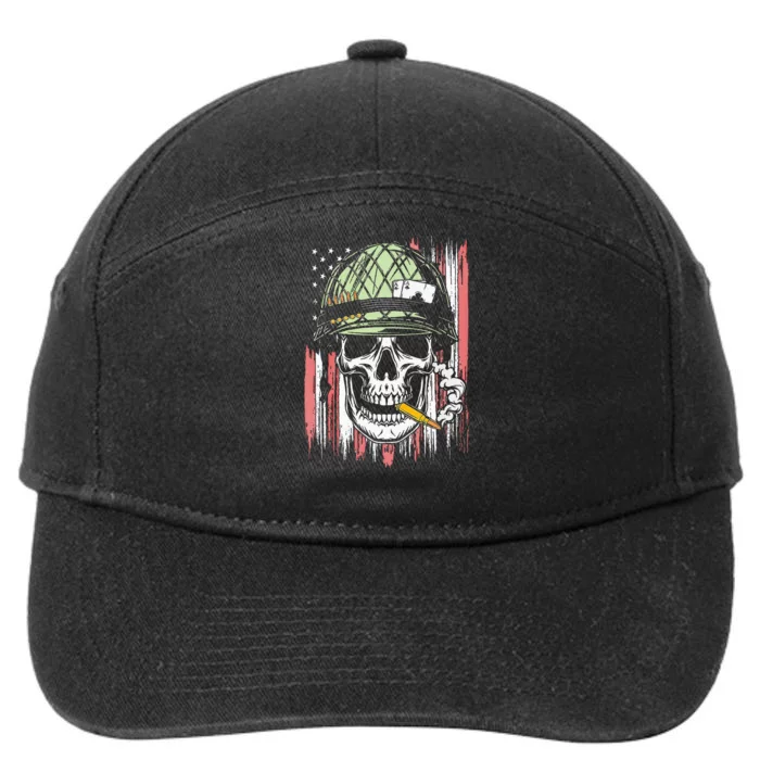 Smoking Brass Funny Skull Smoking 7-Panel Snapback Hat