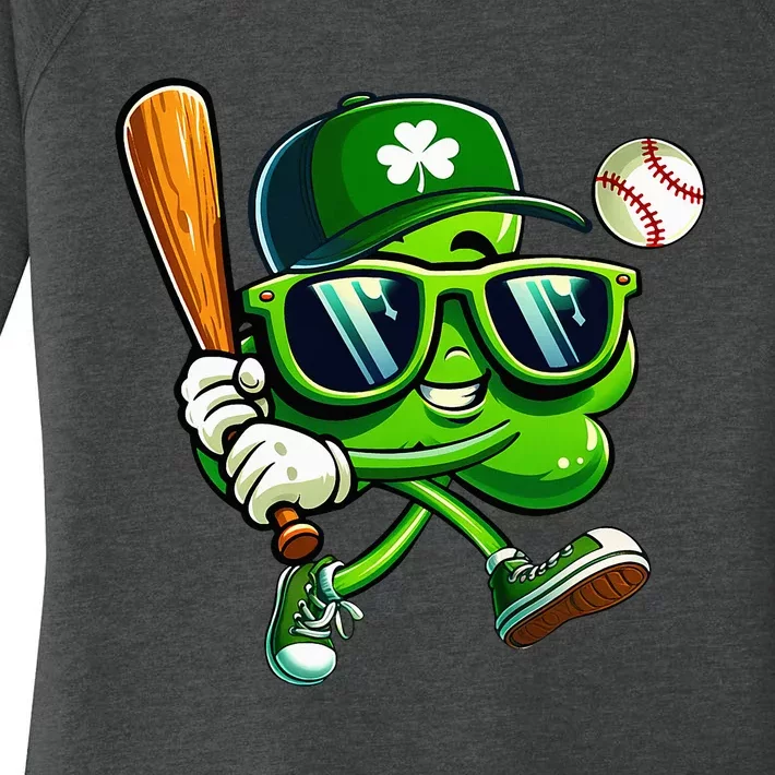 Shamrock Baseball Funny St Patricks Day Women's Perfect Tri Tunic Long Sleeve Shirt