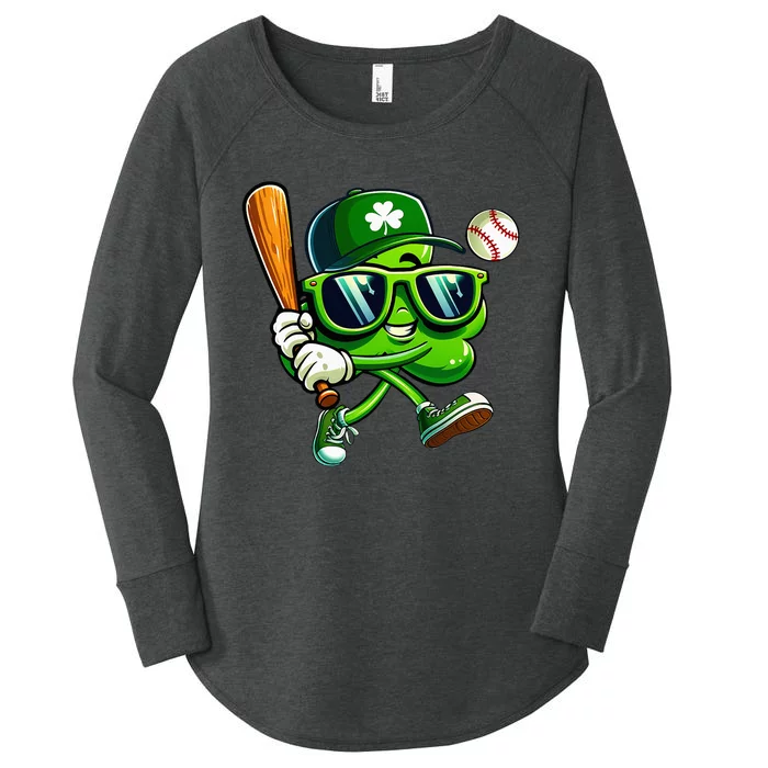 Shamrock Baseball Funny St Patricks Day Women's Perfect Tri Tunic Long Sleeve Shirt