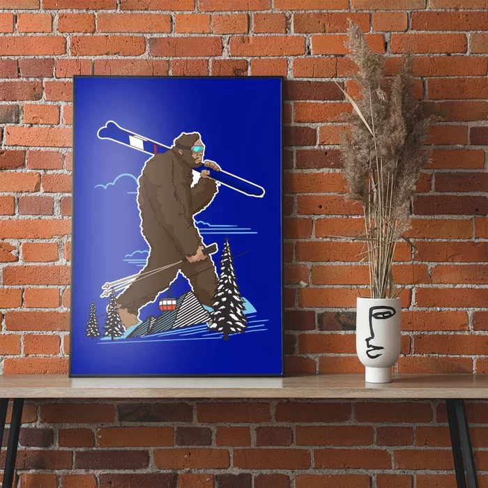 Skiing Bigfoot Funny Sasquatch Ski For Winter Skiers Gift Poster