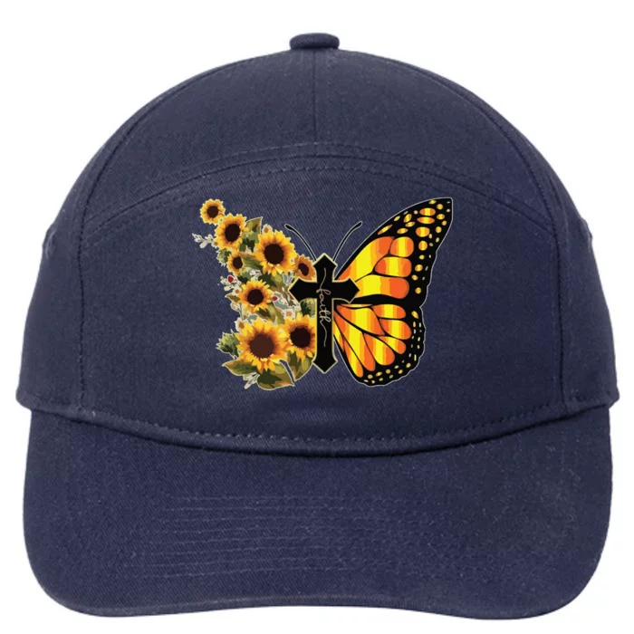 Sunflower Butterfly Faith 7-Panel Snapback Hat