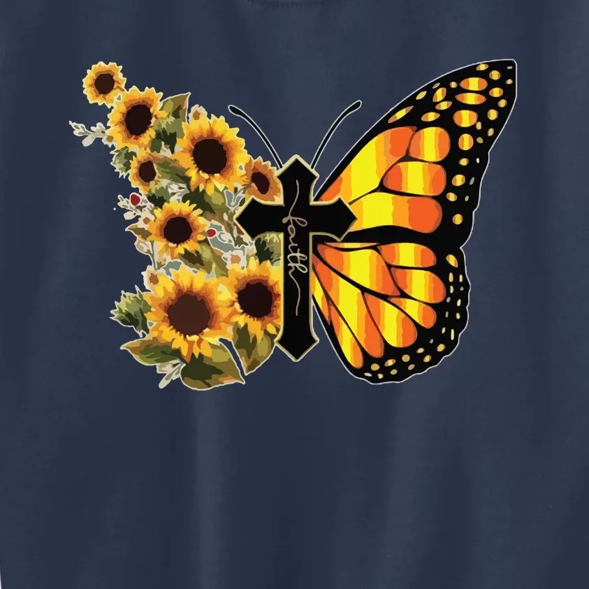 Sunflower Butterfly Faith Kids Sweatshirt