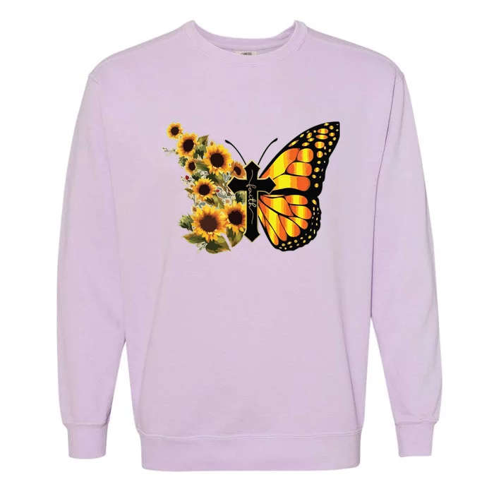 Sunflower Butterfly Faith Garment-Dyed Sweatshirt