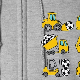 Soccer Ball Football Construction Trucks Full Zip Hoodie