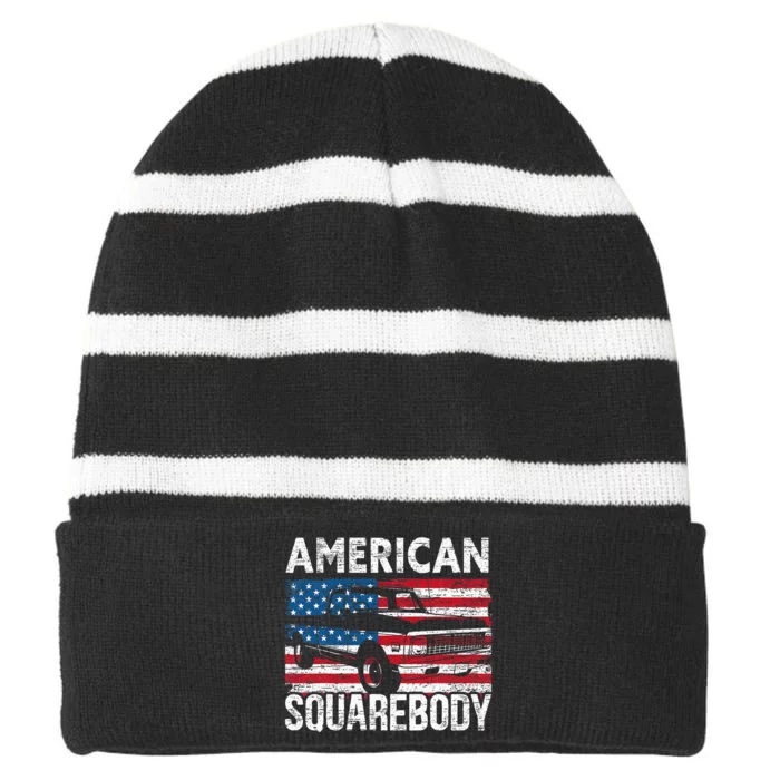 Square Body For A Old Pickup Truck Lovers Striped Beanie with Solid Band