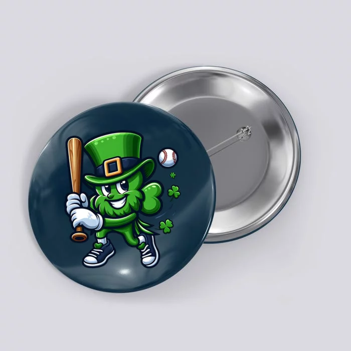 Shamrock Baseball Funny St Patricks Day Button