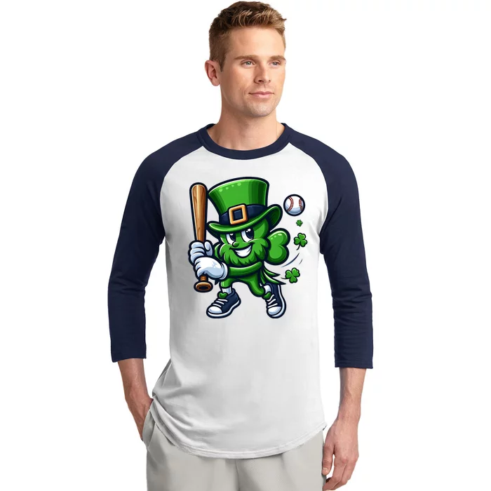 Shamrock Baseball Funny St Patricks Day Baseball Sleeve Shirt