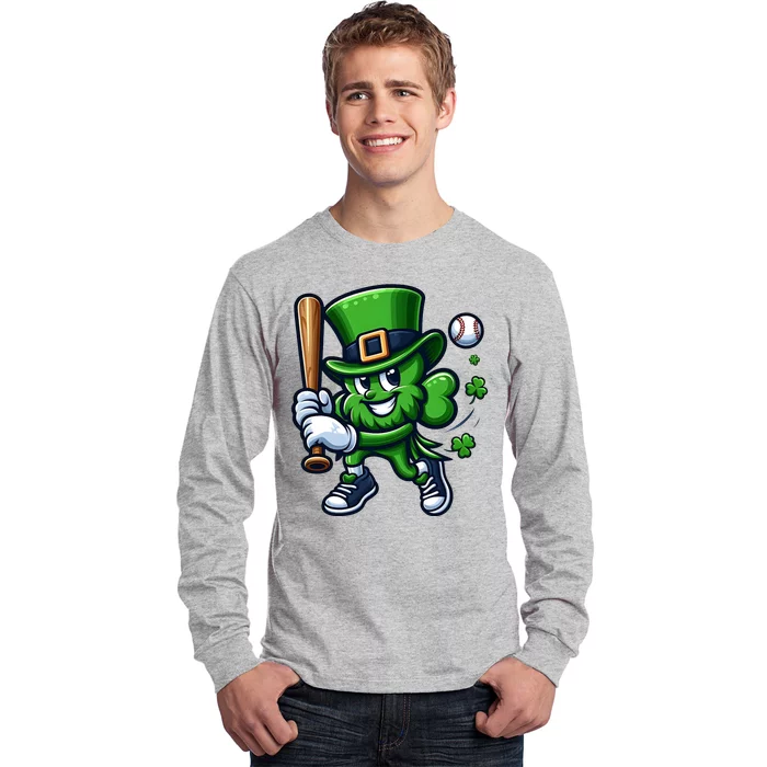 Shamrock Baseball Funny St Patricks Day Long Sleeve Shirt