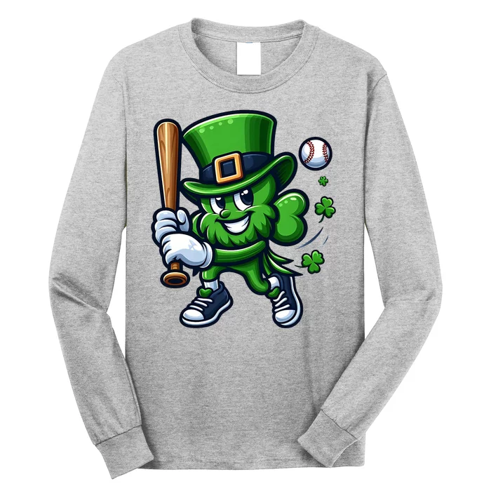 Shamrock Baseball Funny St Patricks Day Long Sleeve Shirt