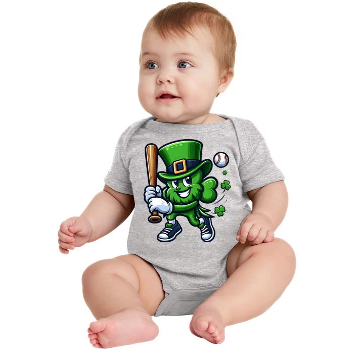 Shamrock Baseball Funny St Patricks Day Baby Bodysuit