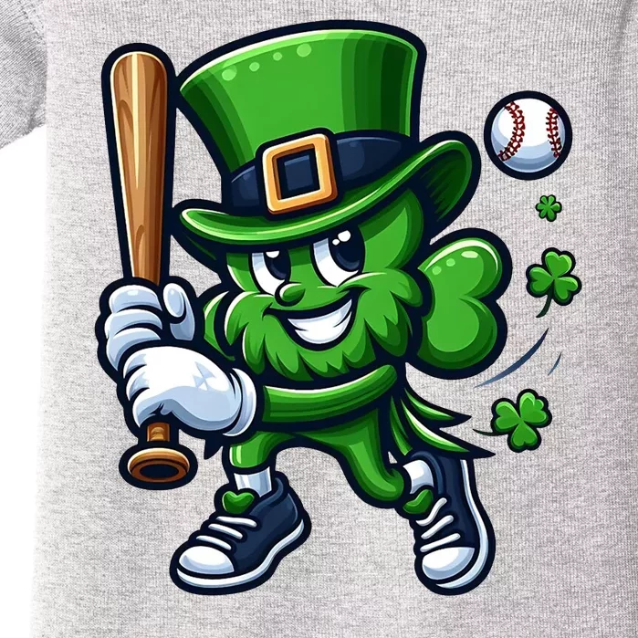 Shamrock Baseball Funny St Patricks Day Baby Bodysuit