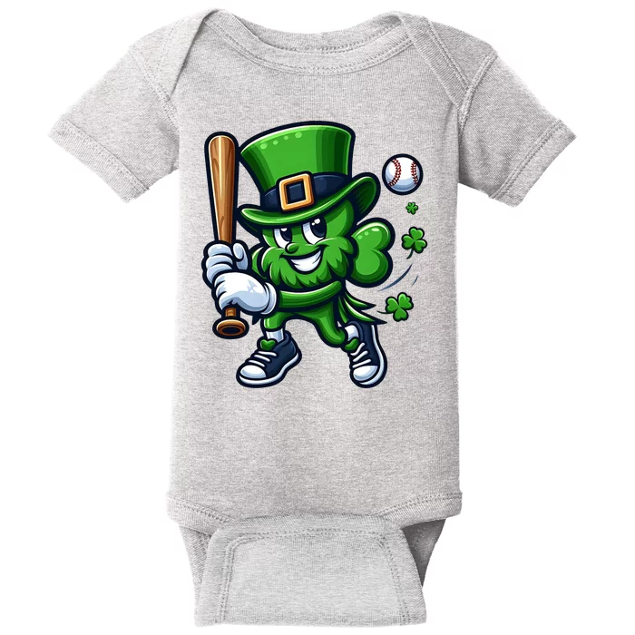 Shamrock Baseball Funny St Patricks Day Baby Bodysuit