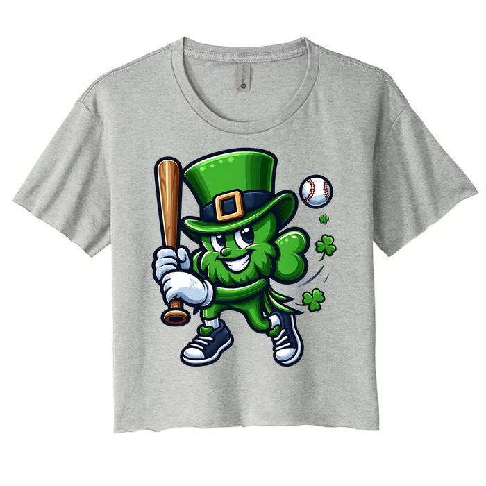 Shamrock Baseball Funny St Patricks Day Women's Crop Top Tee