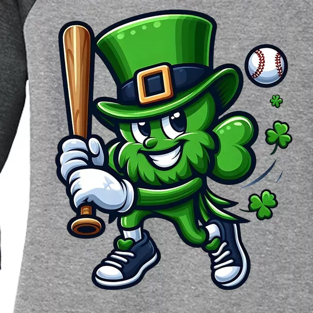 Shamrock Baseball Funny St Patricks Day Women's Tri-Blend 3/4-Sleeve Raglan Shirt