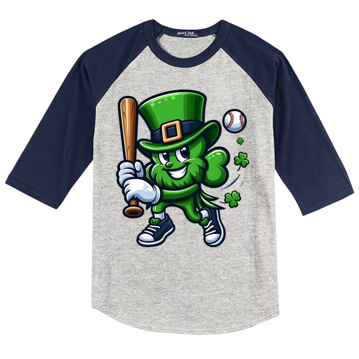 Shamrock Baseball Funny St Patricks Day Kids Colorblock Raglan Jersey