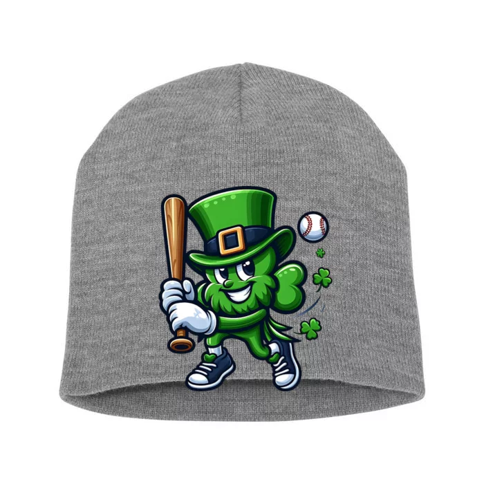 Shamrock Baseball Funny St Patricks Day Short Acrylic Beanie