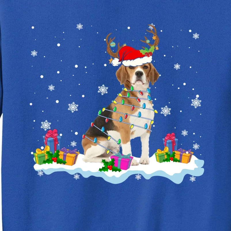 Santa Beagle Funny Lights Santa Reindeer Dog Lover Xmas Cute Gift Tall Sweatshirt