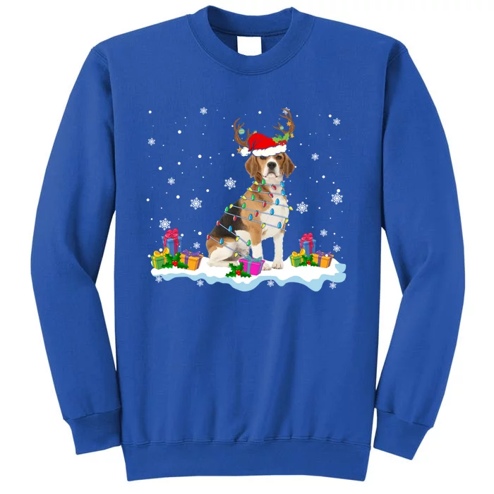 Santa Beagle Funny Lights Santa Reindeer Dog Lover Xmas Cute Gift Tall Sweatshirt