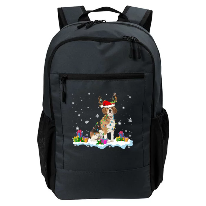 Santa Beagle Funny Lights Santa Reindeer Dog Lover Xmas Cute Gift Daily Commute Backpack