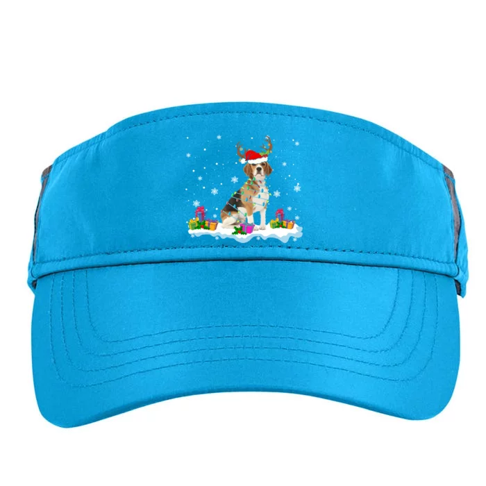 Santa Beagle Funny Lights Santa Reindeer Dog Lover Xmas Cute Gift Adult Drive Performance Visor