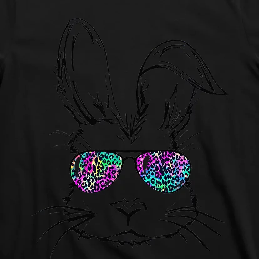 Sunglass Bunny Face Leopard Happy Easter Day T-Shirt