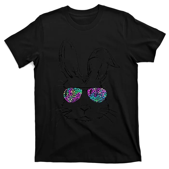 Sunglass Bunny Face Leopard Happy Easter Day T-Shirt