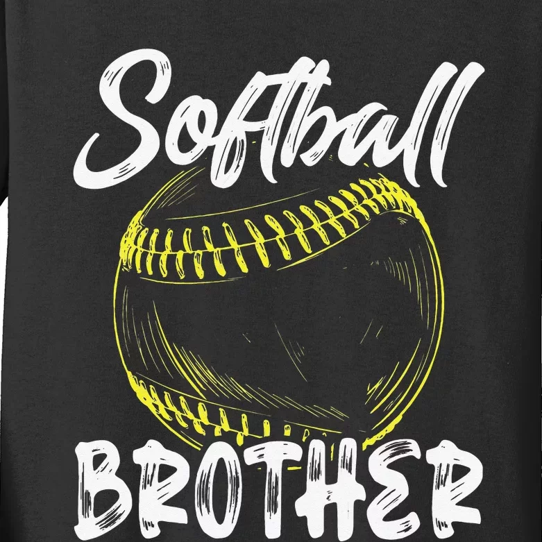 Softball Brother For Family Matching Players Fathers Day Kids Long Sleeve Shirt