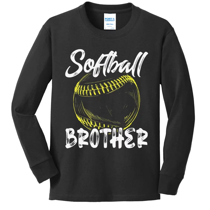 Softball Brother For Family Matching Players Fathers Day Kids Long Sleeve Shirt