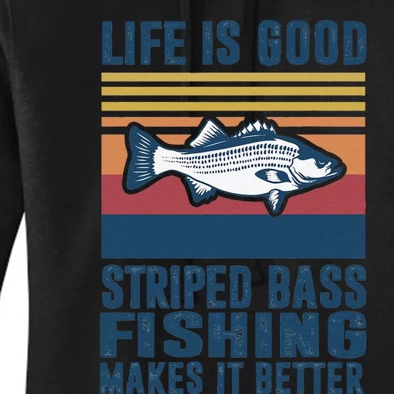 Striped Bass Fishing Gifts Saltwater Fish Striped Bass Women's Pullover Hoodie