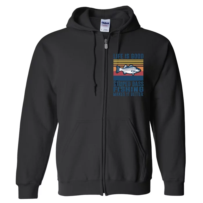 Striped Bass Fishing Gifts Saltwater Fish Striped Bass Full Zip Hoodie