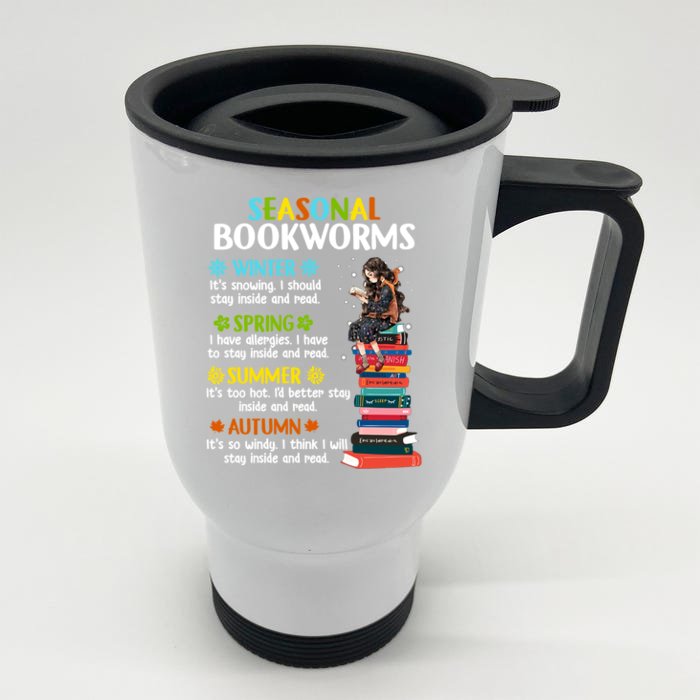 Seasonal Bookworms Funny Gift Front & Back Stainless Steel Travel Mug