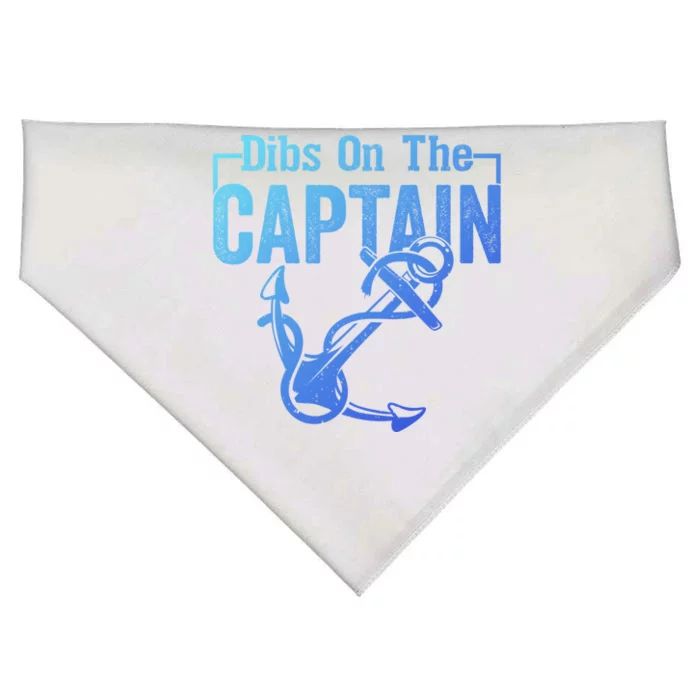 Sailor Boat Funny Captain Wife Dibs On The Captain Gift USA-Made Doggie Bandana