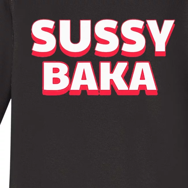 Sussy Baka Funny Sus Meme Baby Long Sleeve Bodysuit