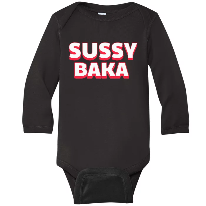 Sussy Baka Funny Sus Meme Baby Long Sleeve Bodysuit