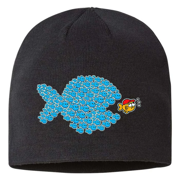 School Blue Fishes About To Get Orange Fish In Red Maga Cap 8 1/2in Sustainable Knit Beanie