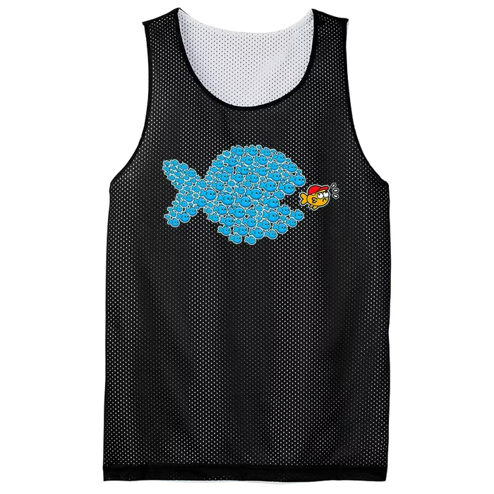 School Blue Fishes About To Get Orange Fish In Red Maga Cap Mesh Reversible Basketball Jersey Tank