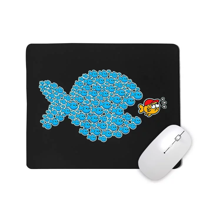 School Blue Fishes About To Get Orange Fish In Red Maga Cap Mousepad