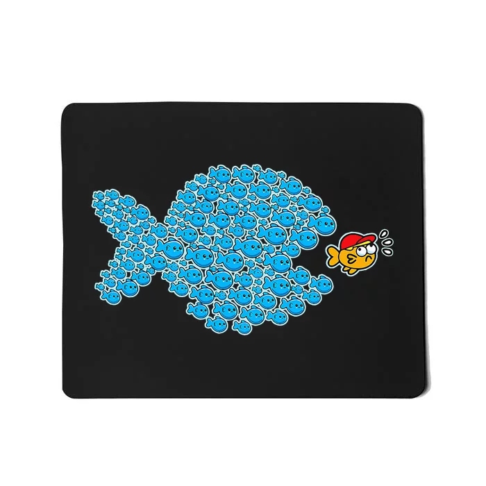 School Blue Fishes About To Get Orange Fish In Red Maga Cap Mousepad