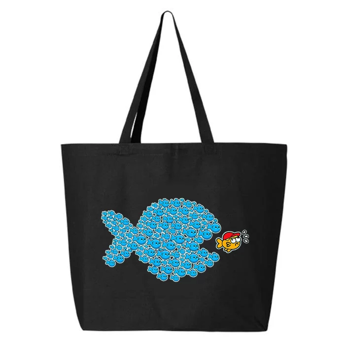 School Blue Fishes About To Get Orange Fish In Red Maga Cap 25L Jumbo Tote