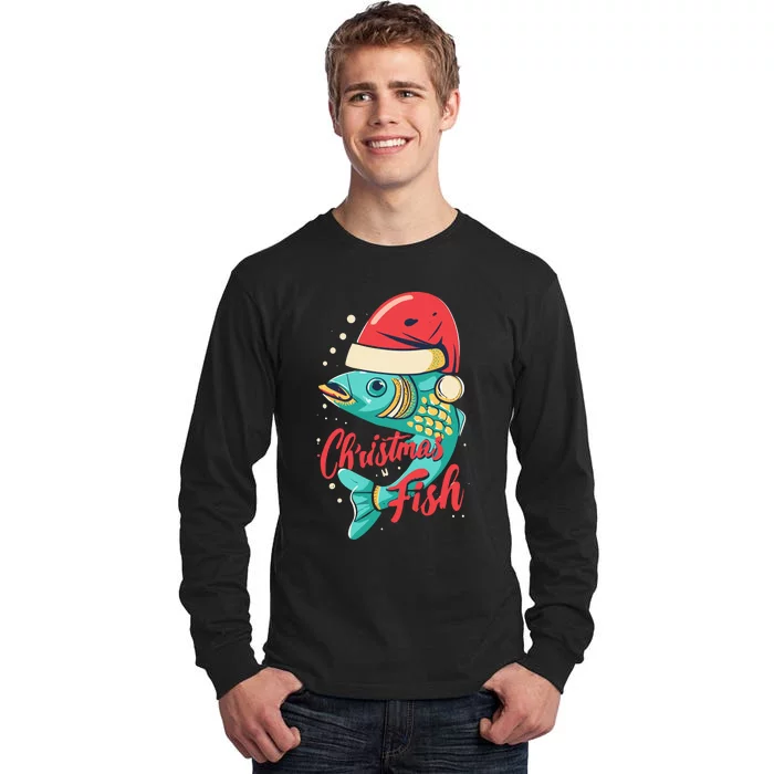 Santa Bass Fishing Christmas For Funny Fisher Xmas Gift Tall Long Sleeve T-Shirt