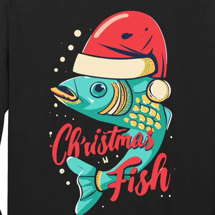 Santa Bass Fishing Christmas For Funny Fisher Xmas Gift Tall Long Sleeve T-Shirt