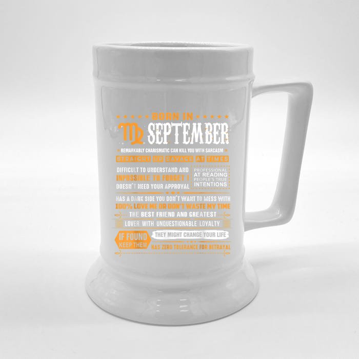 September Birthday Funny Gift Born In September Virgo Cool Gift Front & Back Beer Stein