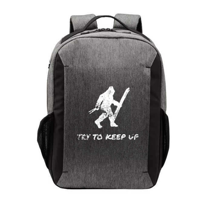 Skiing Bigfoot Funny Sasquatch Yeti Ski Try To Keep Up Gift Vector Backpack