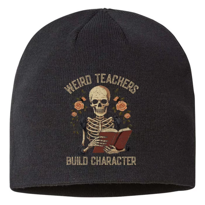 Skeleton Book Floral Skull Halloween Teacher 8 1/2in Sustainable Knit Beanie