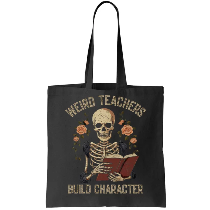 Skeleton Book Floral Skull Halloween Teacher Tote Bag