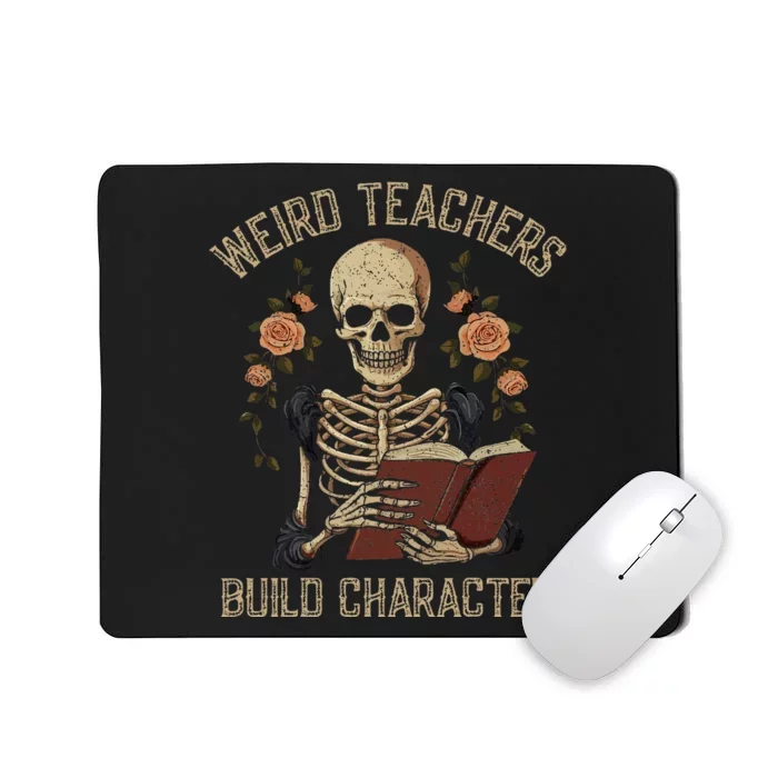 Skeleton Book Floral Skull Halloween Teacher Mousepad