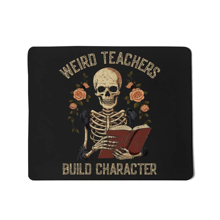 Skeleton Book Floral Skull Halloween Teacher Mousepad